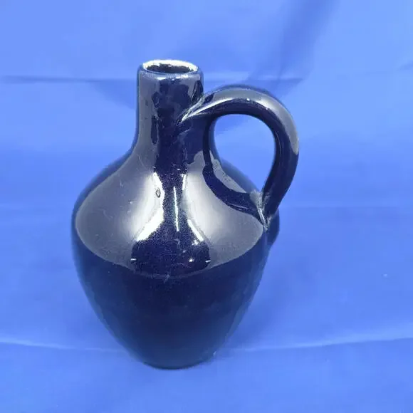 Vintage Blue Pottery Sample Jug with Handle 6" Tall - Picture 2 of 4